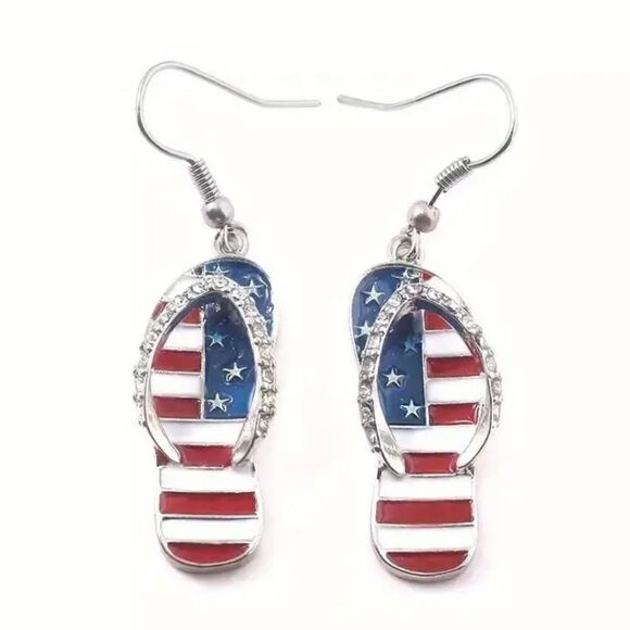 Dazzling 4th of July Slipper Earrings - Sparkling & Long-Lasting Metal Earrings - Picture 5 of 5